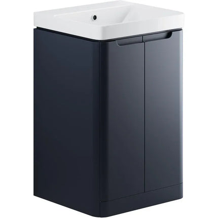 Brunshaw 2 Door Floor Standing Basin Unit with Ceramic Basin - Matt Indigo