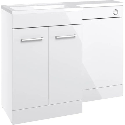 Kansas 1000mm L-Shape Bathroom Furniture Pack - Basin Unit & WC Unit Gloss White Left Hand Basin
