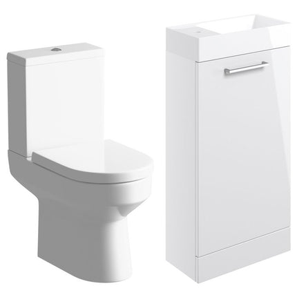 Como 410mm Floor Standing Basin Unit & Close Coupled Toilet Pack | White Gloss