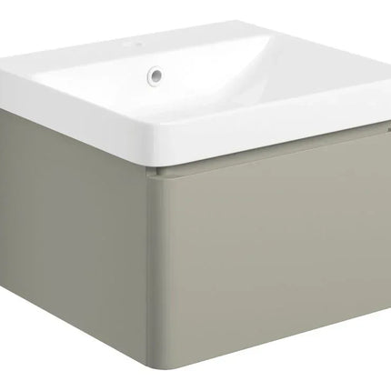 Saturn 600mm Wall Hung Vanity Unit with Basin - 1 Drawer | Handleless Design Matt Latte