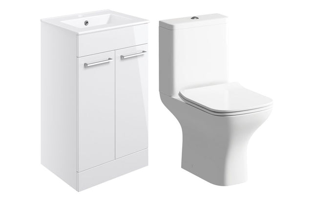 Como 510mm Floor Standing Basin Unit & Close Coupled WC Pack | 4 Finishes