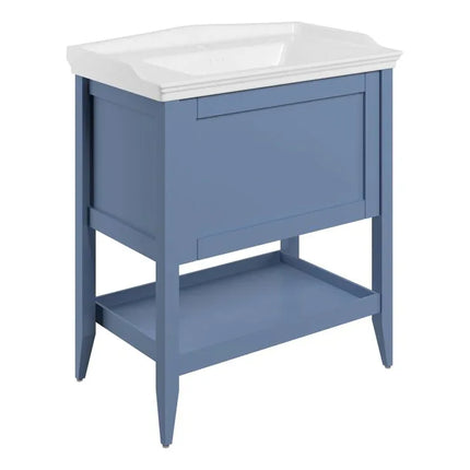 Elegance Floor Standing Vanity Unit with Basin - 1 Drawer | Classic Design 800mm Matt Misty Blue