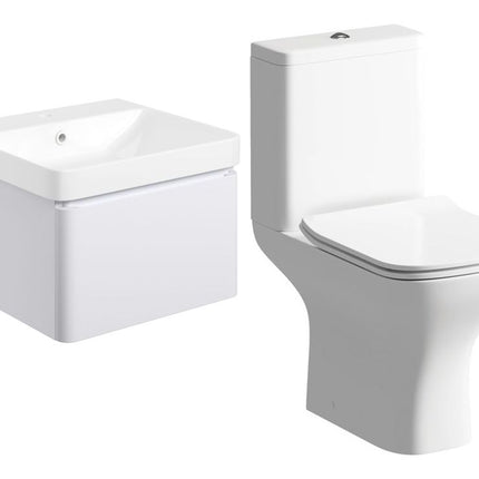 Aqua Elegance Saturn 500mm Wall Hung Vanity Unit & Sondrio Rimless WC Pack — 3 Finishes