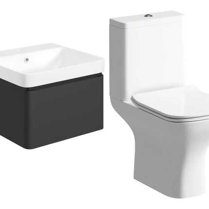 Aqua Elegance Saturn 500mm Wall Hung Vanity Unit & Sondrio Rimless WC Pack — 3 Finishes
