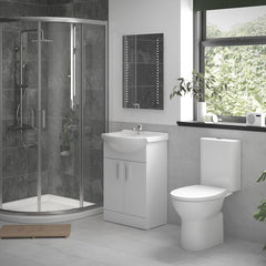Quadrant Shower Suite Complete Bathroom Package - 900mm Enclosure, Basin Unit & WC