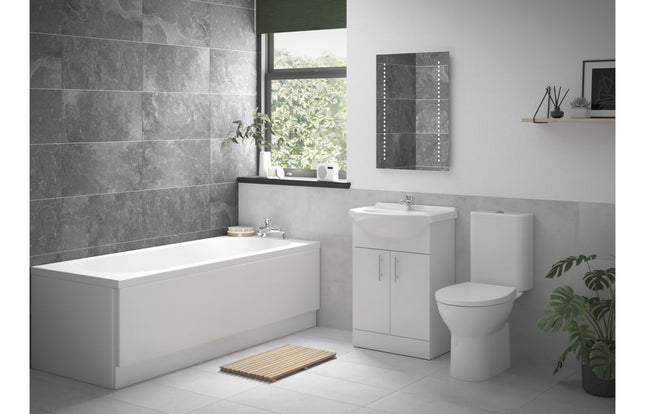 TURIN Complete Bathroom Suite with 1700mm Bath - White Gloss