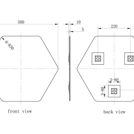 500x441mm Hexagonal Mirror