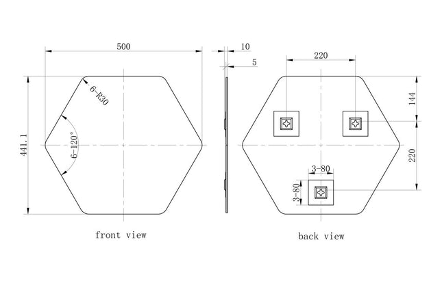 500x441mm Hexagonal Mirror