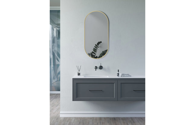 Kenji Oblong Bathroom Mirror 800 × 400mm | Aluminium Frame | Brushed Brass, Brushed Bronze & Matt Black | 2-Year Guarantee