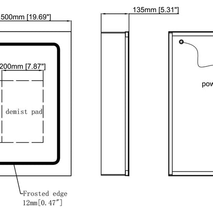 Branco 500mm 1 Door Front-Lit LED Mirror Cabinet