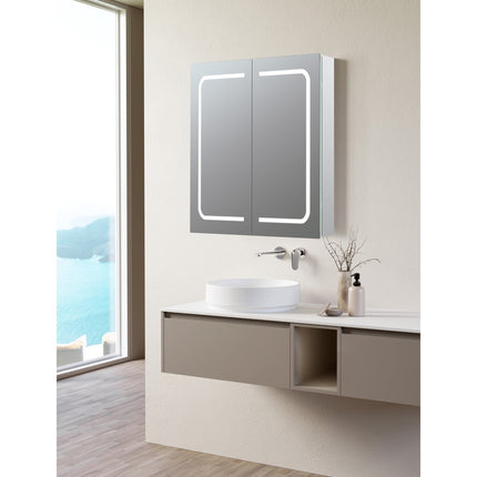 Branco 600mm 2 Door Front-Lit LED Mirror Cabinet