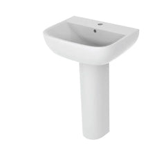4-Piece Bathroom Suite - Basin, Pedestal, Rimless WC & Soft Close Seat