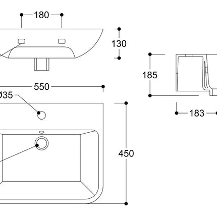 Sondrio Basin and Full Pedestal - White | 1 Tap Hole | 560x450mm | Lifetime Guarantee