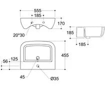 Sondrio 450x320mm 1TH Cloakroom Basin & Bottle Trap