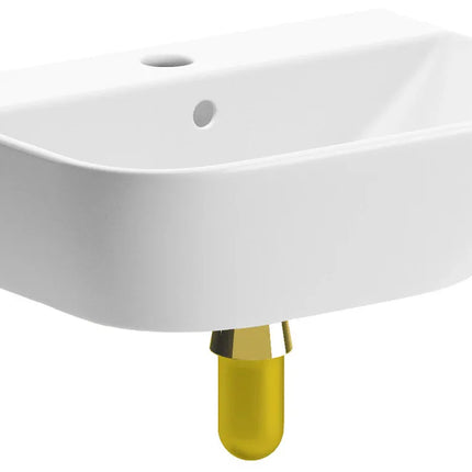 Sondrio 450x320mm 1TH Cloakroom Basin & Bottle Trap Brushed Brass