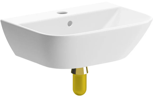 Sondrio 450x320mm 1TH Cloakroom Basin & Bottle Trap Brushed Brass
