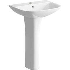 Sondrio Basin and Full Pedestal - White | 1 Tap Hole | 560x450mm | Lifetime Guarantee