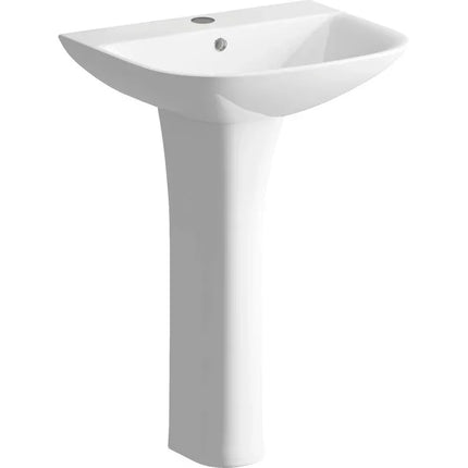 Sondrio Basin and Full Pedestal - White | 1 Tap Hole | 560x450mm | Lifetime Guarantee