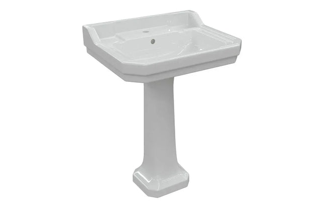 Traditional 600x500mm Basin & Full Pedestal 1 Tap Hole