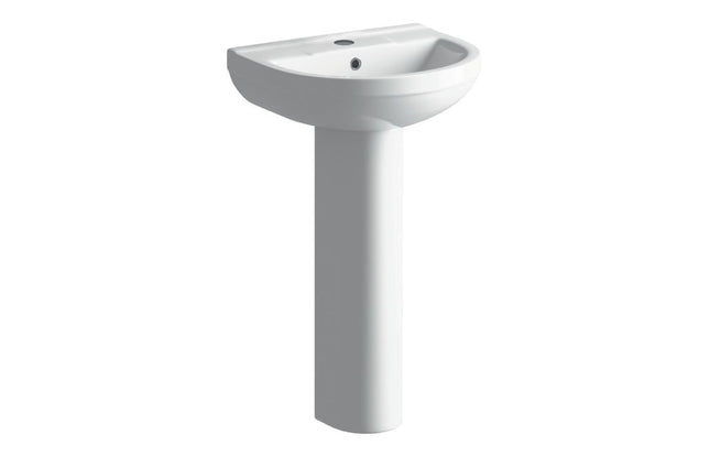 Tivoli 500x390mm 1TH Basin & Full Pedestal
