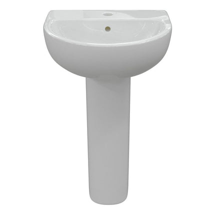 Aqua Elegance Genoa 450 x 400mm Basin & Full Pedestal — 1 Tap Hole | White Vitreous China