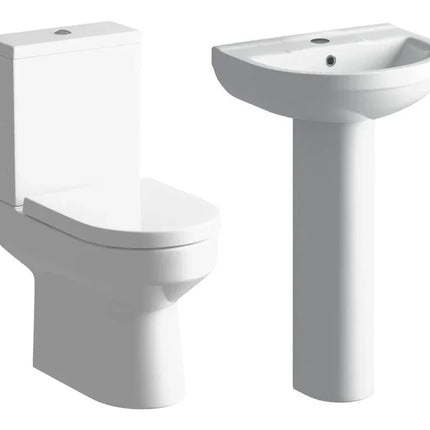 Tivoli 4-Piece Bathroom Suite - Basin, Pedestal, Rimless WC & Soft Close Seat