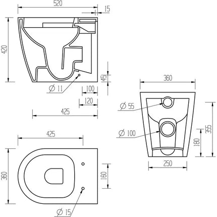 Coniston Rimless Back to Wall WC with Soft Close Seat - White | Dual Flush | Lifetime Guarantee
