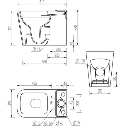 Linden Rimless Close Coupled Fully Shrouded Short Projection WC with Soft Close Seat - White | Lifetime Guarantee