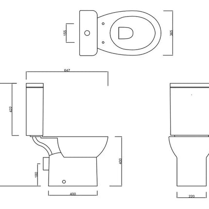 Close Coupled Rimless WC with Soft Close Seat - White | Push Button Flush | Lifetime Guarantee