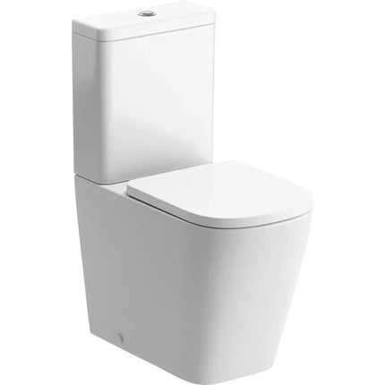 Linden Rimless Close Coupled Fully Shrouded Short Projection WC with Soft Close Seat - White | Lifetime Guarantee