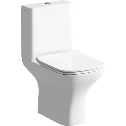 Sondrio Rimless Short Projection Close Coupled WC with Soft Close Seat - White | Lifetime Guarantee Slim soft close Seat