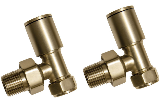 Patterned Brushed Brass Radiator Valves