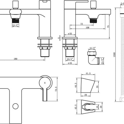 Tregada Bath/Shower Mixer - Chrome