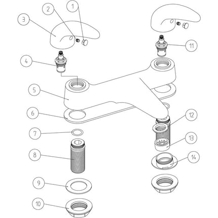 Technical diagram of a mechanical assembly with labeled parts on a white background