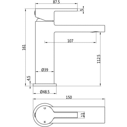 Tregada Basin Mixer Tap - Chrome Low Pressure with Waste