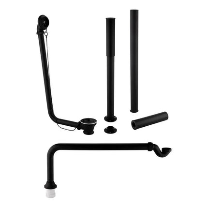 Exposed Bath Plug & Chain Waste with Pipe Shrouds | Brass & Black Finishes Black