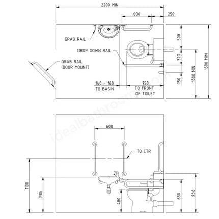 Rimless DoC M Toilet Pack With Coloured Rails