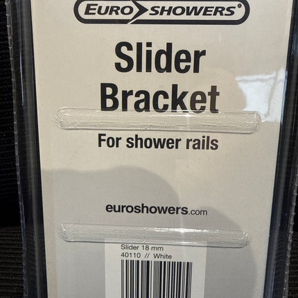 Euroshowers Replacement Shower Rail Slider Bracket | 18mm Tube | White | Push-Button Release