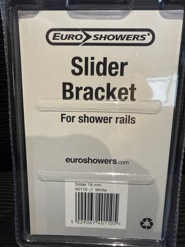 Euroshowers Replacement Shower Rail Slider Bracket | 18mm Tube | White | Push-Button Release