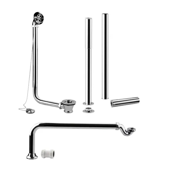 Roll Top Bath Waste Pack - Chrome Exposed Waste & Shallow Seal Trap