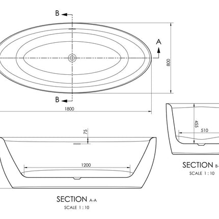 BG Bathrooms Mazara Freestanding Double End Bath | 1800×800mm | 207L | 20-Year Guarantee
