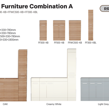 FlowLine Combination A | Fitted Bathroom Furniture Set | 3 Colours