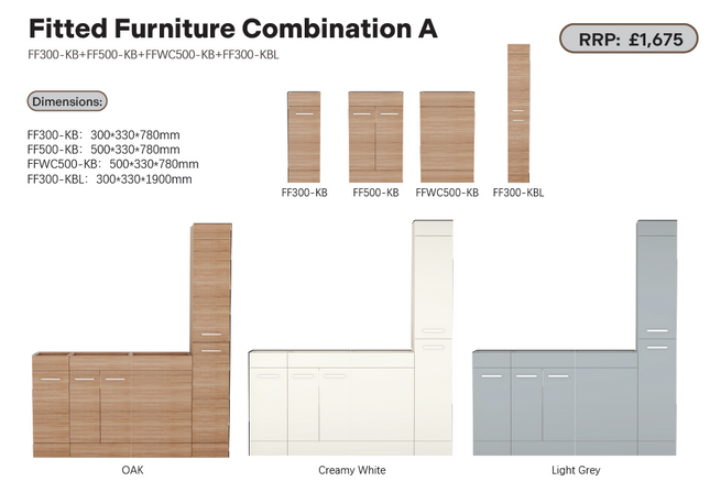 FlowLine Combination A | Fitted Bathroom Furniture Set | 3 Colours