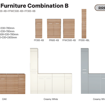 FlowLine Combination B | Fitted Bathroom Furniture Set | 3 Colours