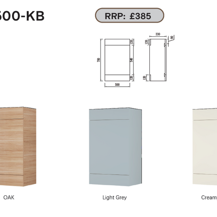 FlowLine 500mm Waterproof WC Unit | Fitted Bathroom Furniture | 3 Colours
