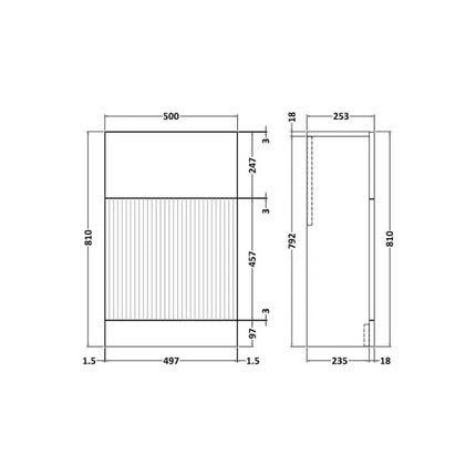 Hudson Reed Fluted 500mm Floor Standing WC Unit - Art Deco Satin Finish