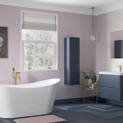 Brunshaw 2 Door Floor Standing Basin Unit with Ceramic Basin - Matt Indigo