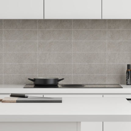 Fibo 30x10cm Rectangular Tile Splashback - Grey Sahara - Pack of 2 Panels