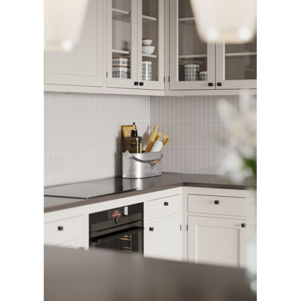 Fibo 4x20cm Vertical Tile Splashback - Warm Grey (Pk/2)