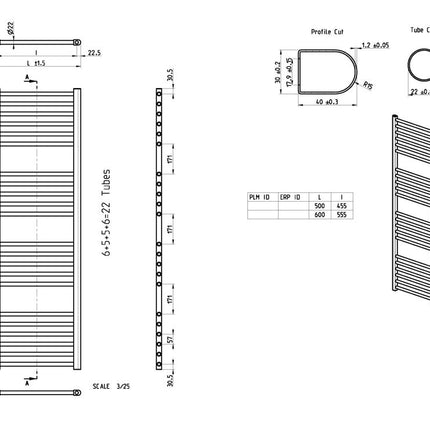 Element Straight 30mm Ladder Radiator - Brushed Brass